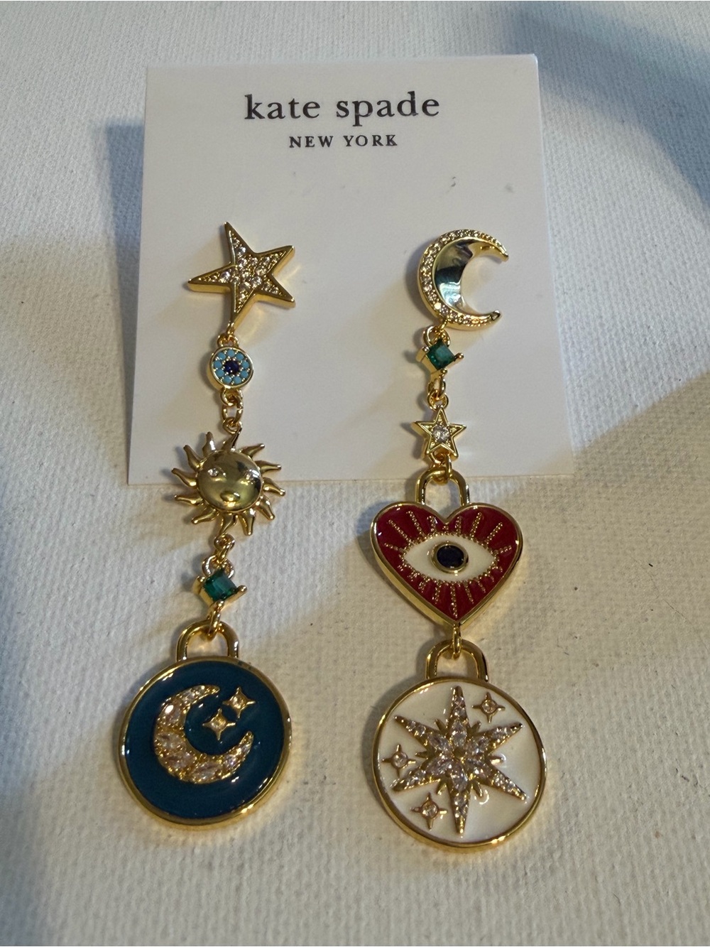 Kate Spade Like Magic Celestial Mismatched Drop Earrings NWT